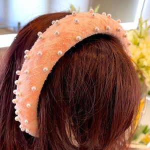 Sweet baby pink hair band with pearls